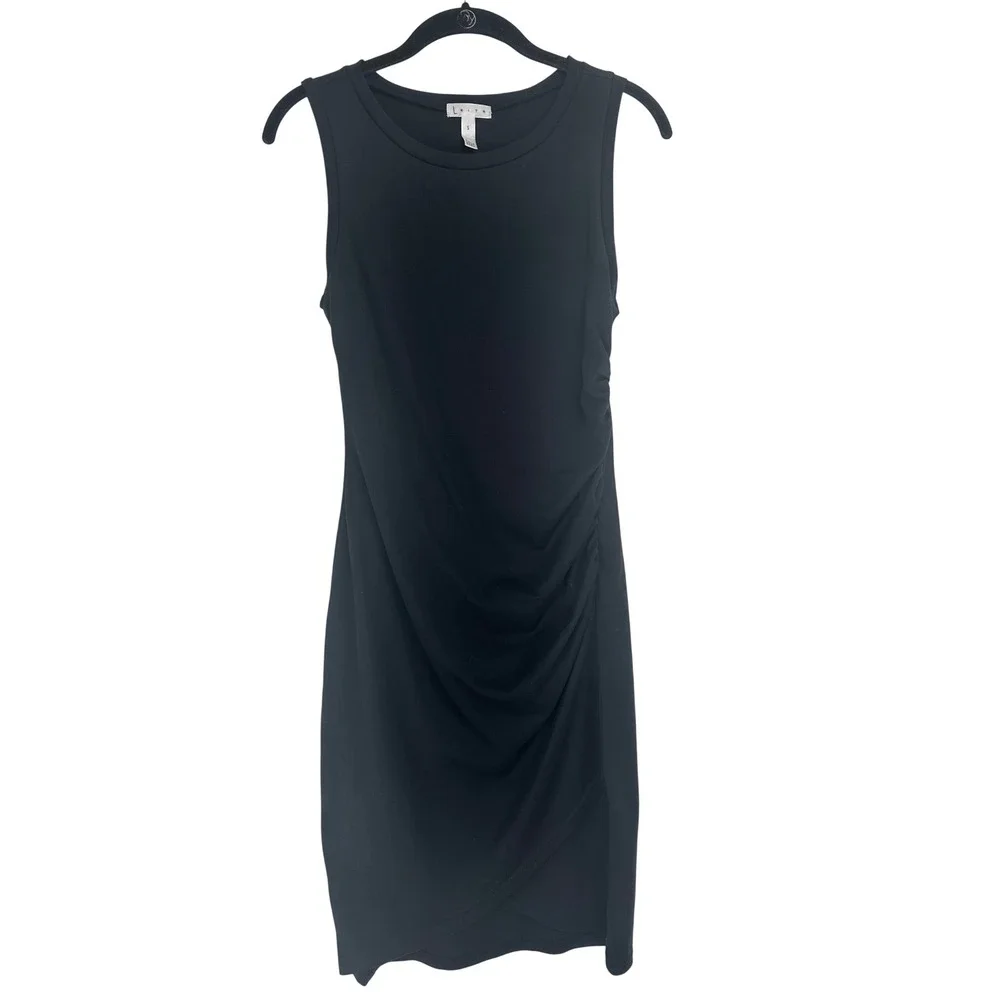 Leith Black Ruched‎ Side Sleeveless Bodycon Tulip Hem Dress Small LBD Going Out
